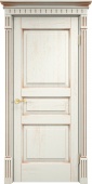 Дверь межкомнатная "Д5" X002959 (массив дуба, эмаль слоновая кость, патина золото)