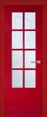 Дверь межкомнатная "Классико ветро россо Лион 8" X0031021 (МДФ, красная эмаль, стекло матовое)