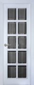 Дверь межкомнатная "Классико ветро бьянко 10" X0031031 (МДФ, белая эмаль, стекло матовое с фацетом)