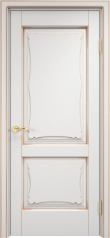 Дверь межкомнатная "Ол6/2" X002734 (массив ольхи, белый грунт, патина золото)