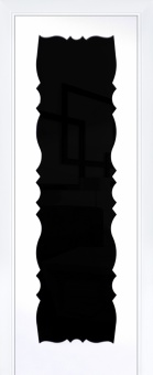 Дверь межкомнатная "Модерно бьянко Сказка" X0031049 (МДФ, белая эмаль, стекло черный триплекс)