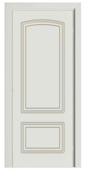 Дверь межкомнатная "Венеция 17 патина золото" (МДФ, белая эмаль, патина) 