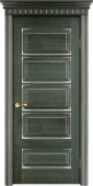 Дверь межкомнатная "Ол44" X002866 (массив ольхи, малахит, патина серебро, микрано)